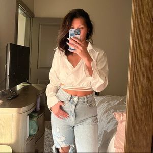 Satin wrap around blouse